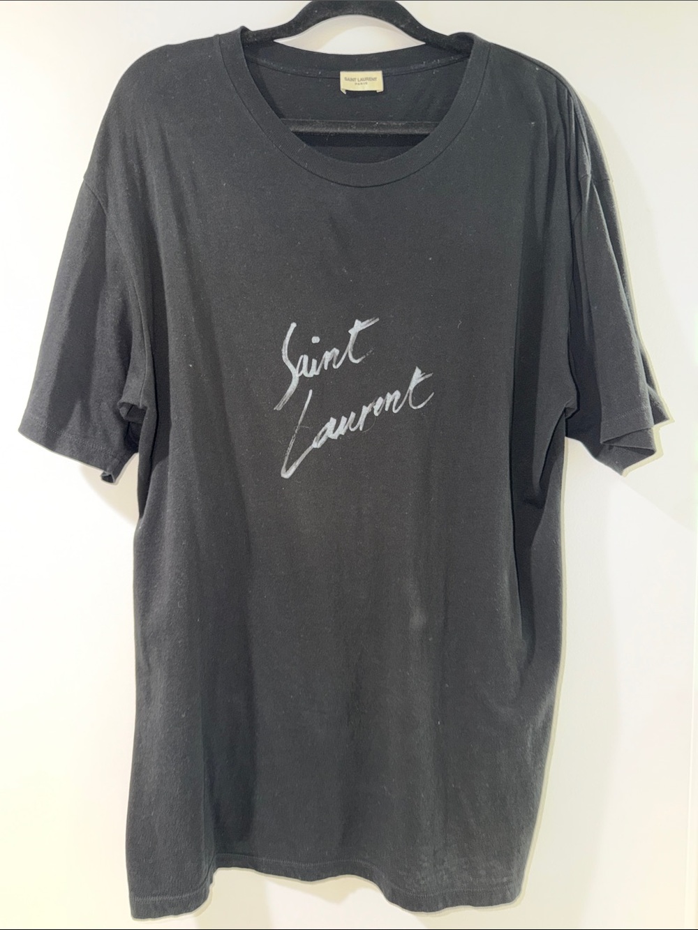 Saint Laurent Black Short Sleeve Logo Tee